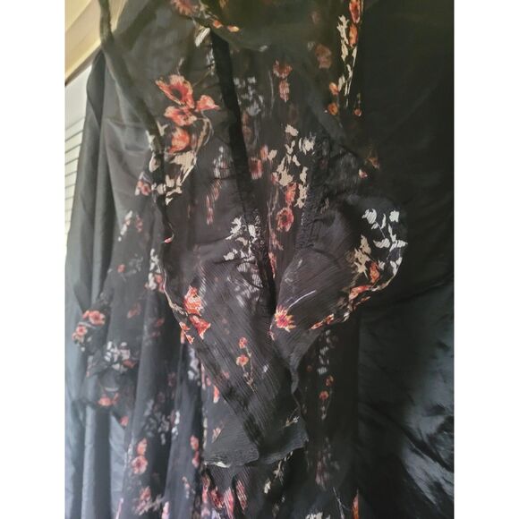 Open Front Floral Kimono Lightweight Flowy Oversized Trendy Black Top Blouse L - Picture 5 of 16